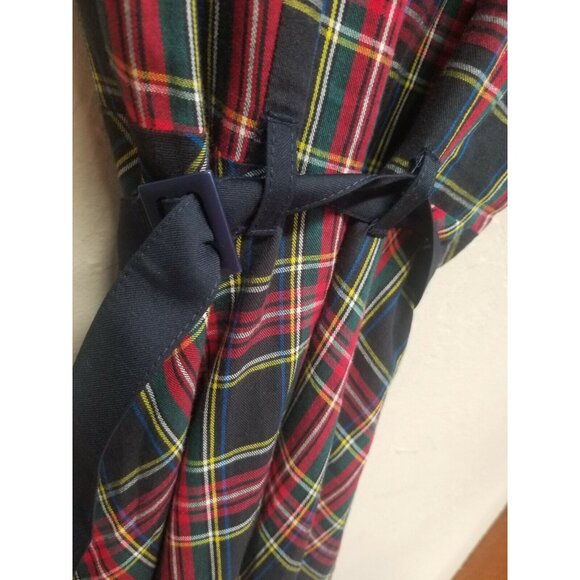 Betina Lou Red Tartan Plaid Flannel Shirt Dress Size Medium Belted Short Sleeve - Picture 5 of 7
